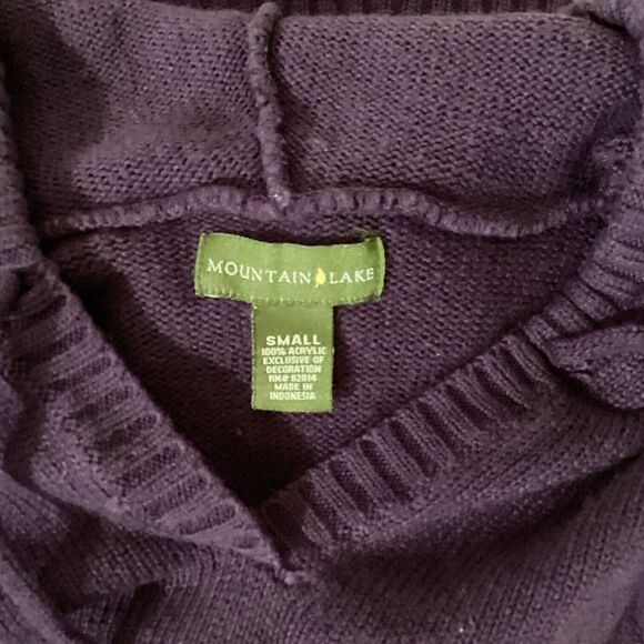 Mountain Lake Women Sz S Purple Knit Hooded Sleeveless Sweater Kangaroo Pocket - Picture 6 of 6